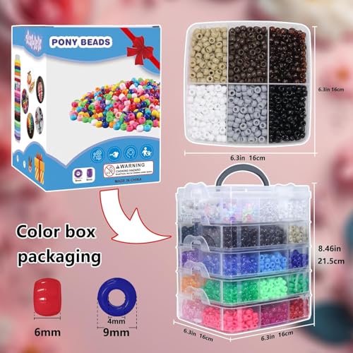 Image of LIS HEGENSA 6300 Pcs DIY Childrens Crafts Beads Friendship Bracelet Kit, Pony Beads Letter Beads and Bracelet Making Kit, Colorful Charms, Used for Custom Necklace Bracelets and Jewelry (6300PCS)