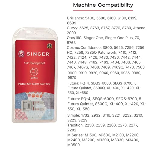 Pied ¼ pouce Singer pour machine à coudre à tige basse patchwork