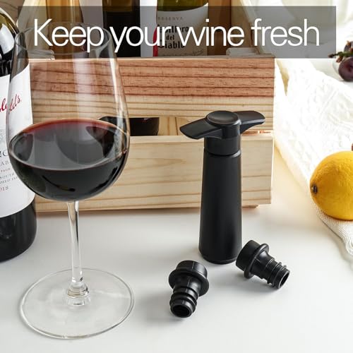 ElevaPulse Lot de bouchons de bouteille de vin réutilisables avec 4 bouchons sous vide, pompe à vin pour garder le vin frais (noir) – vue 7