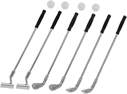 Juego de palos de golf en miniatura, juego de palos de golf de colores, accesorios detallados para casa de muñecas para mini golf jugar para fiestas