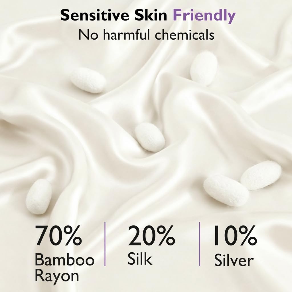 Silver Infused Bed Sheets Set, Cooling Bamboo Viscose Sheets Self-Cleaning with Silk, Softness Breathable Temperature-Regulating Bedding, Odor Control Freshness Sleep for Hot Sleepers - Twinxl Set