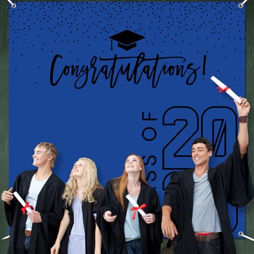 Fondo fotográfico de graduación 6x6 pies azul negro miniatura 6