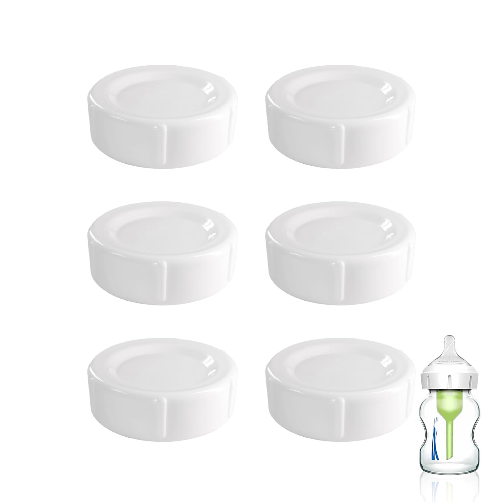 6pcs Wide Bottle Caps Compatible for Wide-Neck Natural Flow Dr Brown Bottles,BPA Free Travel and Storage Baby Bottle Lids Replacement Parts with