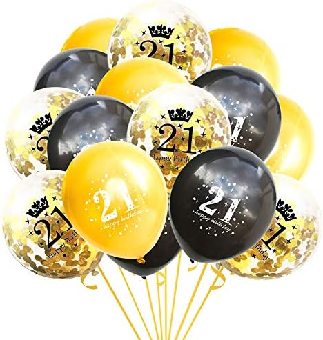 50th Birthday Balloons, Black Gold Birthday Balloons Latex Confetti Balloons for Men Women Happy 50th Birthday Party Decorations Supplies - 15 Pcs (Age 50) Reusable