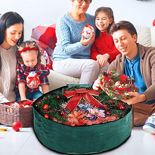 Propik Christmas Wreath Storage Bag 30" - Garland Holiday Container With Tear Resistant Material - Featuring Heavy Duty Handles And Transparent Card Slot - 30” X 7” (Green) #TOP5