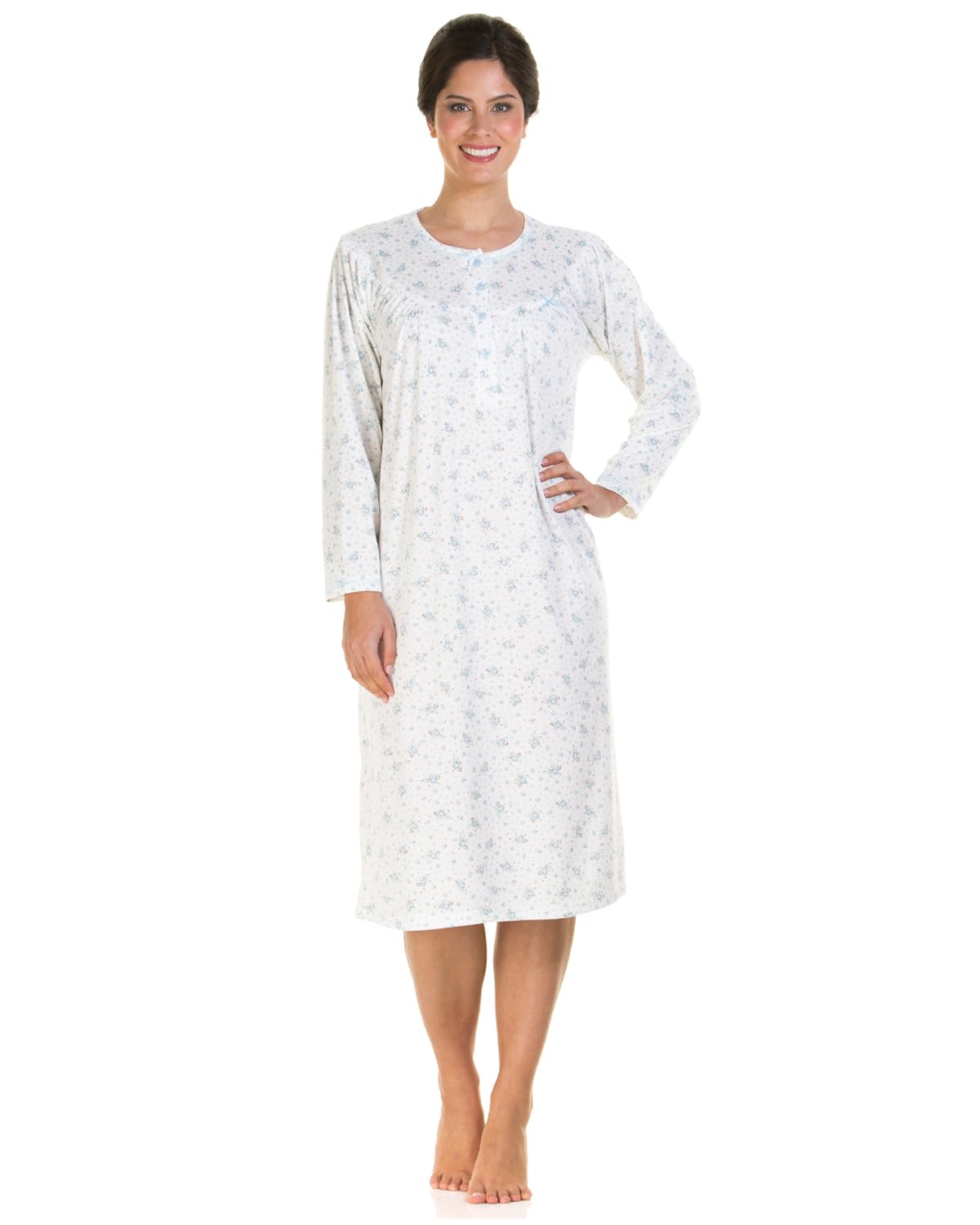 Slumber Hut Ladies Floral Jersey Cuddleknit Brushed Nightdresses Blue 14-16