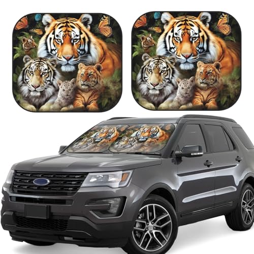 Pare-soleil voiture taille S pliable contre la chaleur du pare-brise de berline motif tigre