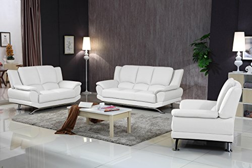 MatisseMilano Contemporary Leather Sofa Set (White)