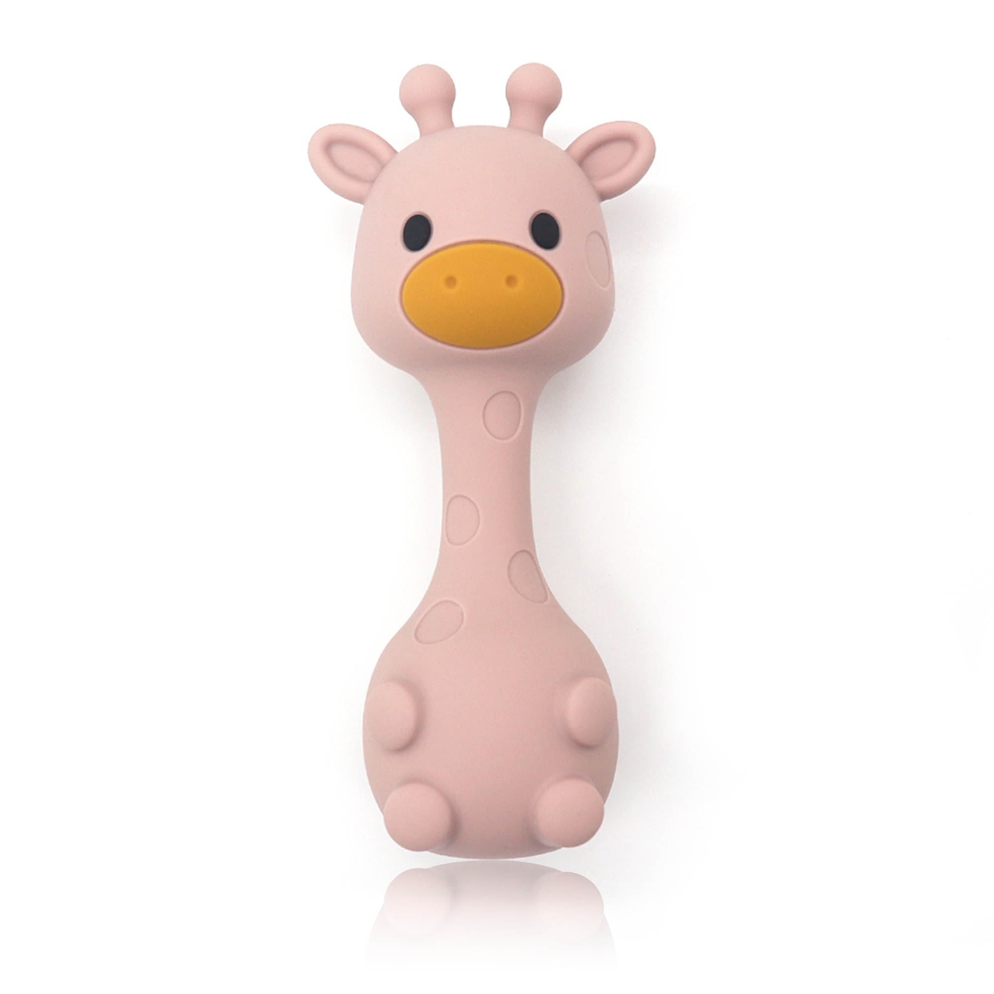 farout Giraffe Beißring - Rassel & Greifling - Babyspielzeug 6 Monate - Ostergeschenke für Baby - Spielzeug ab 3 Monate - Beißspielzeug - Geschenk für Babies (Rose pink)
