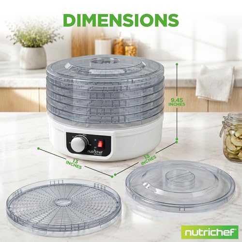 NutriChef Food Dehydrator - Dehydrate Beef Jerky, Meat, Mushrooms, Fruits & Vegetables at Home | Utilizes High-Heat Circulation for Even Dehydration | Includes 5 Easy-to-Clean Trays | White by NutriChef - Image 9