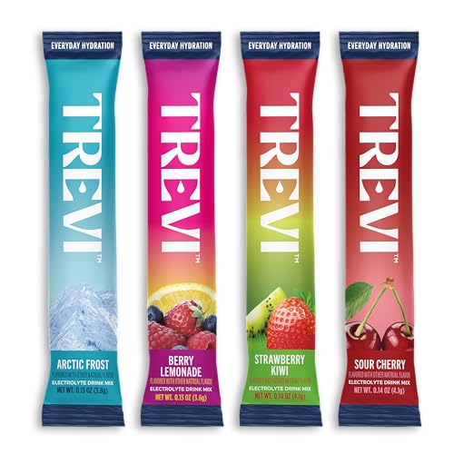 TREVI™ Everyday Sugar Free Electrolytes - Essential Drink Mix Hydration Powder Packets - 20 Count - Favorites Variety Pack - Sour Cherry, Strawberry Kiwi, Berry Lemonade, Arctic Frost