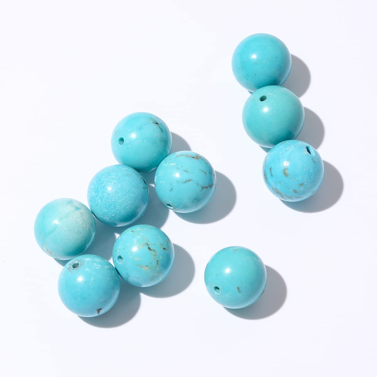 Perles Turquoise Rondes 10 Mm – Lot De 6 Pierres Fines Naturelles, 45 Carats