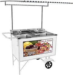 Carrinho 2 em 1 Cefaz Salada de Frutas e Açaí Luxo Branco Rodas Maciças e Toldo Bl17m/t