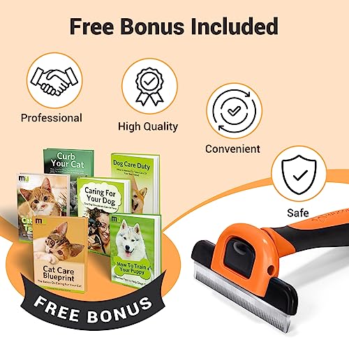 Image of MIU COLOR Pet Grooming Brush, Deshedding Tool for Dogs & Cats, Orange | Effectively Reduces Shedding by up to 95%,Safe and Comfortable for Short Medium and Long Pet Hair