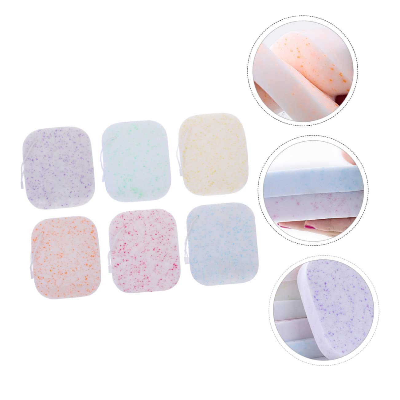 PartyKindom 6Pcs Exfoliating Facial Cleaning Reusable Thickened Makeup Removal Sponges Pads for Daily Skin Care for Travel Go Use