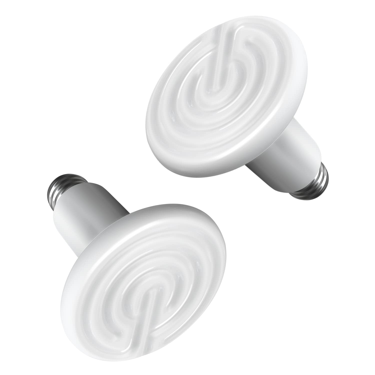 Simple Deluxe 100W Ceramic Heat Emitter Reptile Heat Lamp Bulb No Light Emitting Brooder Coop Heater for Amphibian Pet & Incubating Chicken, White, 2-Pack