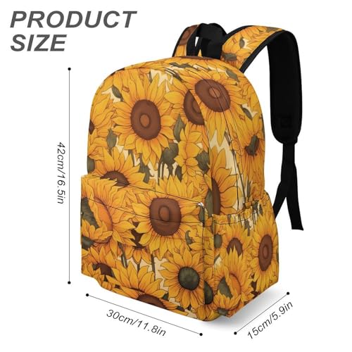 Sunflowers Backpack 17 Inch Cartoon Sunflowers Backpack Large Capacity Daily Commuter3
