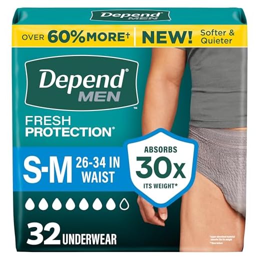 Depend Fresh Protection Adult Incontinence Underwear for Men (Formerly Depend Fit-Flex), Disposable, Maximum, Small/Medium, Grey, 32 Count, Packaging May Vary
