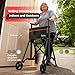 Folding Walkers for Seniors, Lightweight Narrow Travel Walker, Fully Assembled Standard Walker with 2 Wheels, Adjustable Height for Tall, Aluminum Frame Supports 400 lbs, Extra 2 Skis and Storage Bag