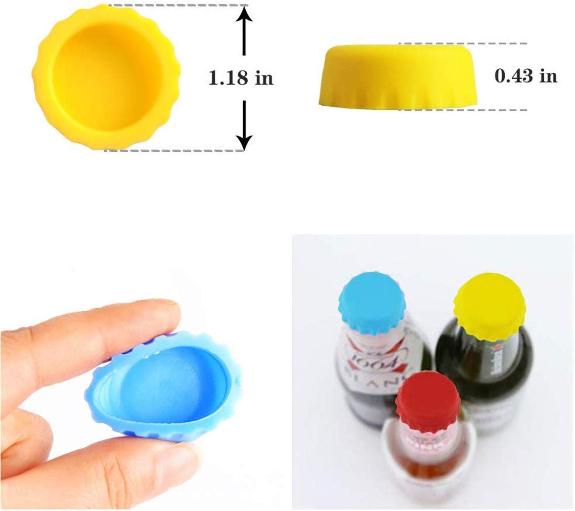 Bubuny 34 PCS Tappi di Silicone per Bottiglie di Vetro, Vino, Birra e Champagne - Riutilizzabili