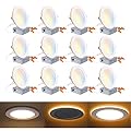 hykolity 6 Inch 5CCT Ultra Thin LED Recessed Ceiling Light with Night Light, 2700K/3000K/3500K/4000K/5000K Selectable, 14W=100W, 1200lm, Dimmable Can-Killer Downlight, Junction Box Included, 12 Pack