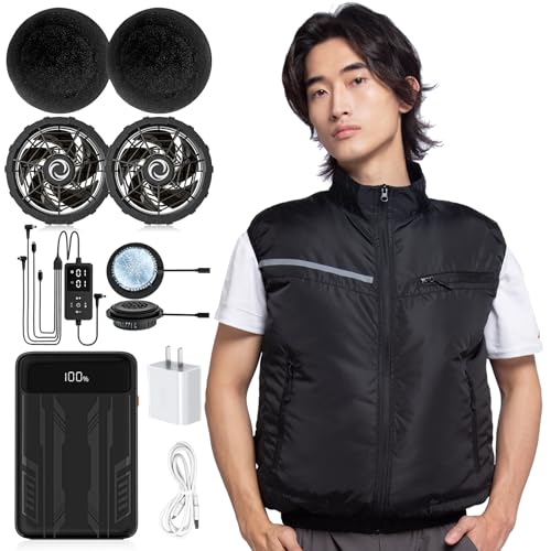 [Hon&Guan] �󒲍�ƕ� �t�@���t���x�X�g 4�t�@�� �y���`�F�f�q ��p�x�X�g �󒲍�ƕ� �����̗�p�v���[�g �n�C�u���b�h�� ��p�E�F�A 5�i�K���� UV�J�b�g ���� 20000mAh Type-C�}���[�d ��Ɨp �W���P�b�g �M���Ǒ΍� PSE