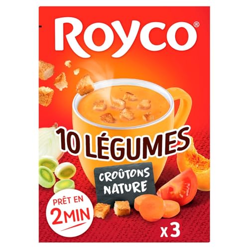 Soupe 10 légumes ROYCO à texture gourmande et croûtons craquants pour un repas chaud instantané
