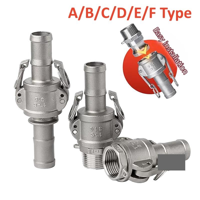304 Stainless Steel 1/2" 3/4" 1" 2" 5" Female Male Camlock Fitting Adapter Barb Quick Disconnect for Hose Pump A-F(C and F Type,G4)