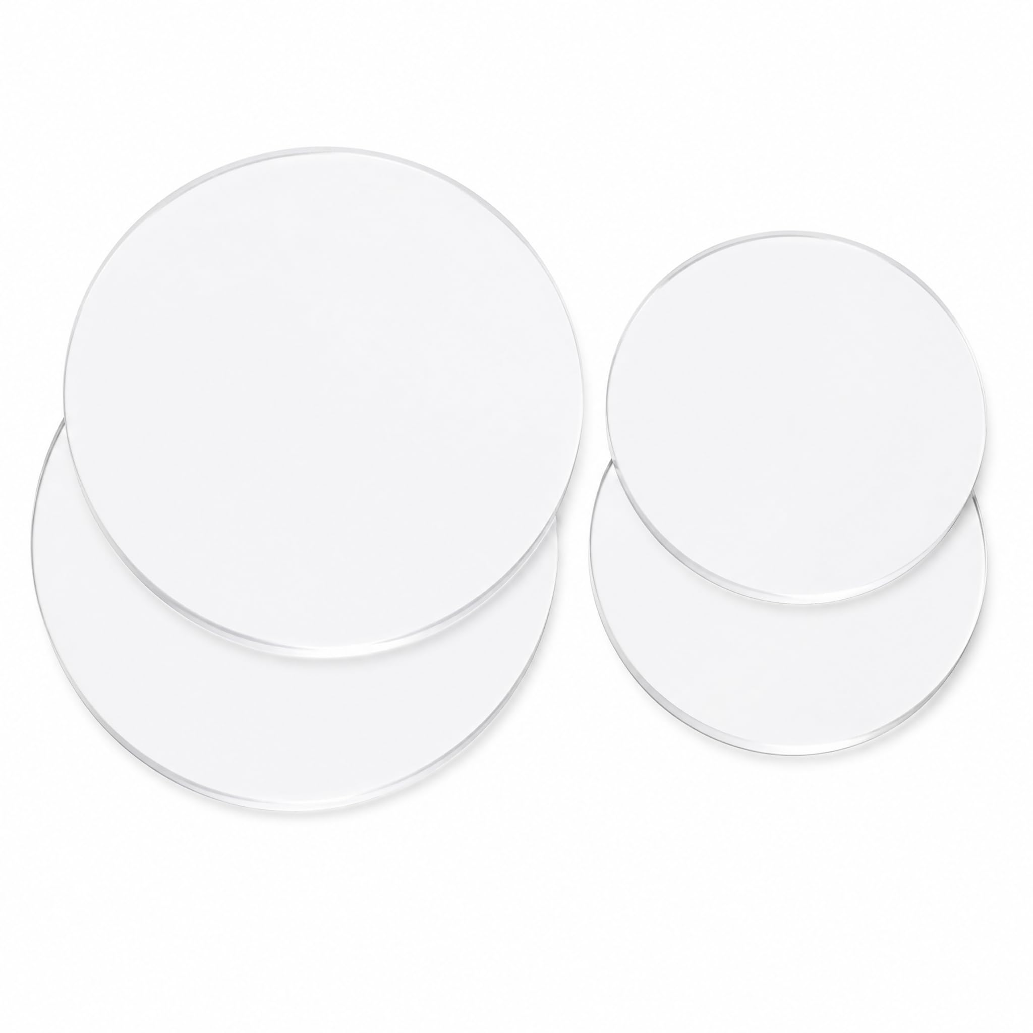 4 PCS Round Acrylic Cake Disc, 6/8 Inch Cake Board for Cake Decorating Display Wedding Birthday Baking, Reusable Clear Acrylic Discs for Cakes DIY Crafts（2 * 6 inch +2 * 8 inch Cake Board）