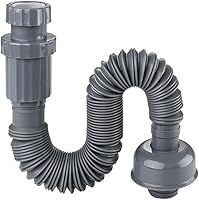 TNLG Flexible Plastic Bathroom Sink Drain Pipe for 1-1/4" Drains, Retractable 13-35 Inches Gray - Leak-Proof, Durable & Easy Install
