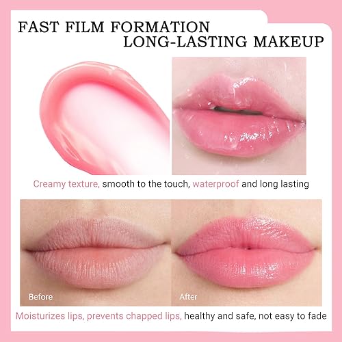 Kaely 2Pcs Bálsamo Labial com Tonalidade de Pêssego, Batom Que Muda de Cor de Ph, Brilho Labial Rosa