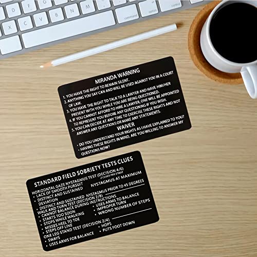 6 PCS Laser Metal Miranda Warning Card / Standard Field Sobriety Test Clues Cards