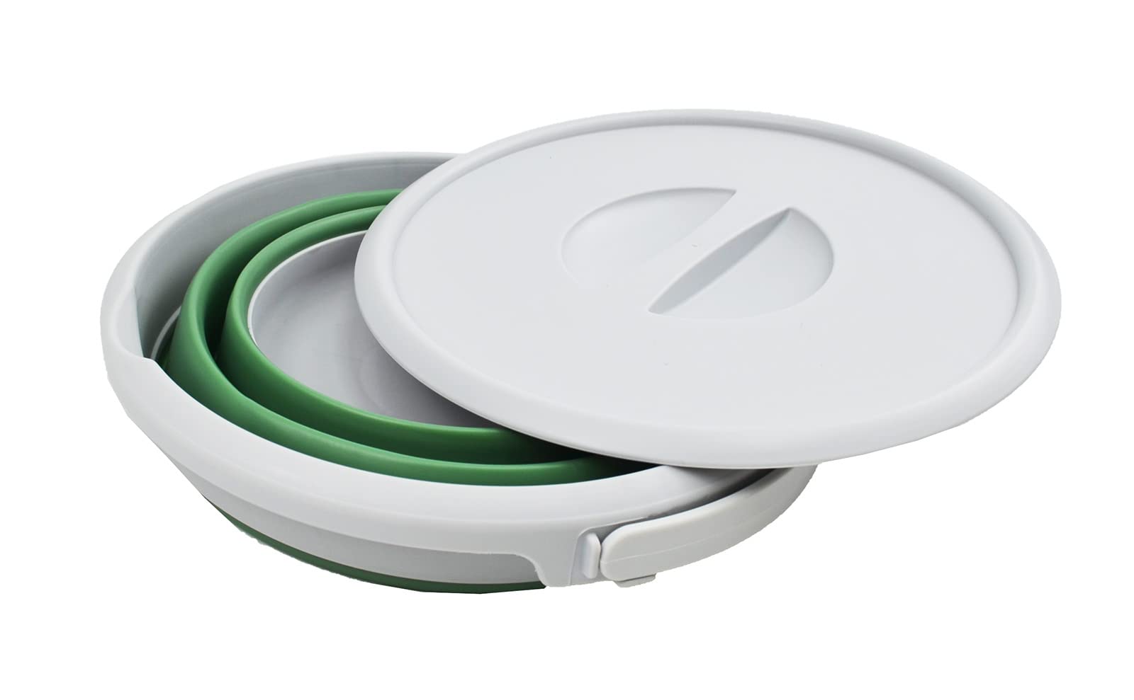 SAMMART 5.5L (1.4 Gallon) Collapsible Plastic Bucket - Foldable Round Tub For Fishing, Camping, Cleaning (Grey/Green)