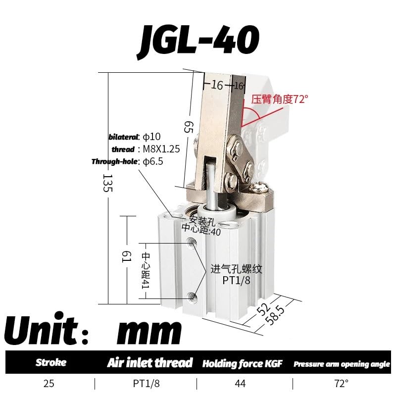 Vérin de compression pneumatique à bras pivotant JGL-40 composant de serrage