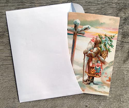 Image of PIXILUV SANTA CLAUS AND CHRISTMAS (Pack of 12) Notecards Small Greeting Cards # Jolly Old Saint Nicholas ~ Vintage Christmas Postcards Reprint