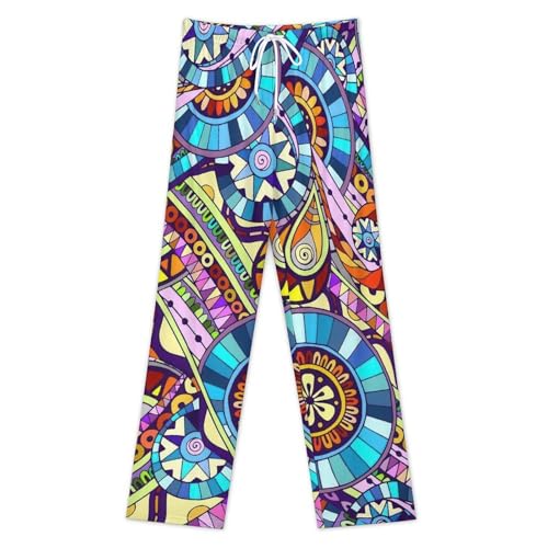Pajama Pants for Men Women Novelty Couple Home PJ Bottoms Sleepwears Gifts Mosaic Tribal Doddle3