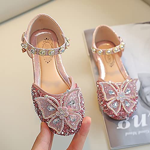 Girls' Sandals Single Infant Princess Crystal Kids Bowknot Dancing Pearl Shoes Shoes Shoes Girls Sandals Shoes Baby (Pink-b, 6.5 Toddler)2