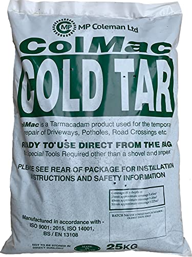 25KG Colmac Cold Tar Ready to Use Direct from Bag - Asphalt, Pothole, Driveway Instant Repair Tarmac