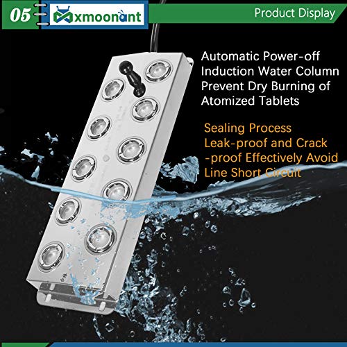 Mxmoonant 10 Head Ultrasonic Mist Maker Fogger 7000mL/H Water Fountain Pond Fog Machine Square Atomizer Air Humidifier for Pond Aquarium Rockery