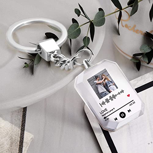 Veelu Personalized Crystal Glass Spotify Song Keychain Photo Frame Custom 3D Engraved #TOP3