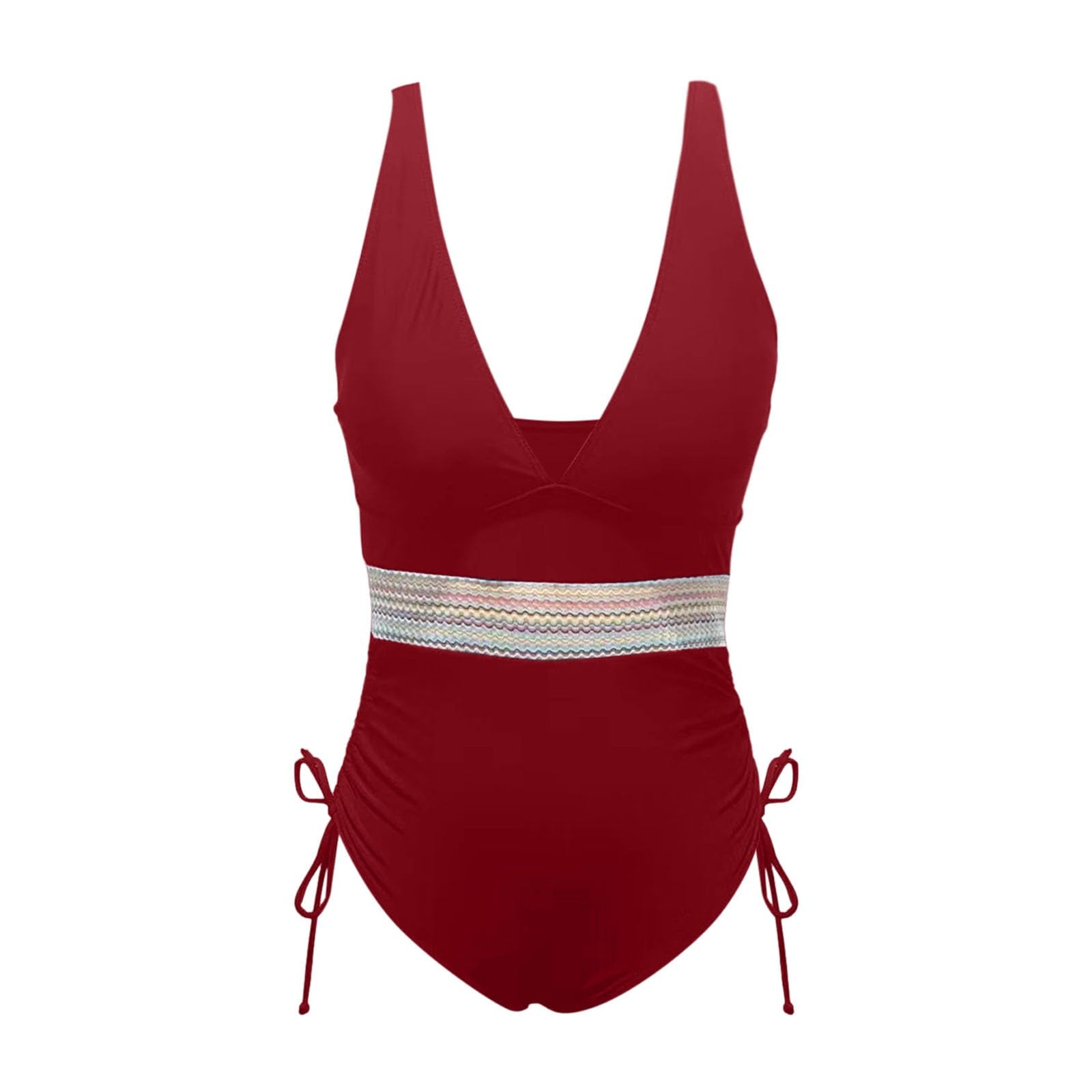 Top Bikini a V con Coulisse Laterali, Slip a Vita Bassa, Donna, Costume da Bagno Estivo e Regolabile