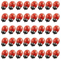 Tegg Wooden Ladybug Sticker 100PCS 3D Tiny Red Ladybird Flatback Self Adhesive Embellishment for Card Scrapbooking DIY Decoration