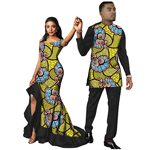 African Couple Outfits Men's Wear with Women's Wear Wedding Party Batik Fashion Design Traditional