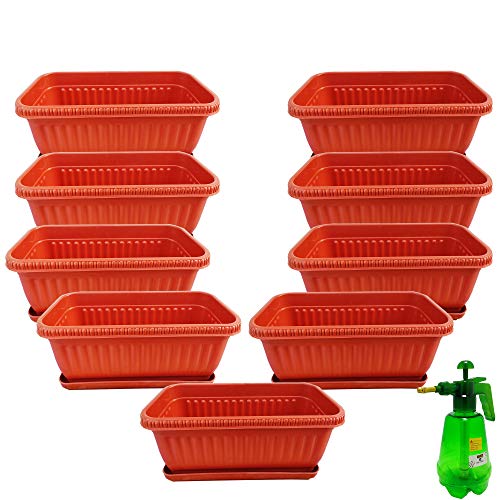 RED WIND Garden Balcony_ Size 12 Inch_ Flowering Planter_Pack of 9_ Terracotta Color_with Bottom Tray and 2 litres Garden Pump Pressure Spray Bottle RIFP17 (B08TWWH4VH) Amazon Price History, Amazon Price Tracker