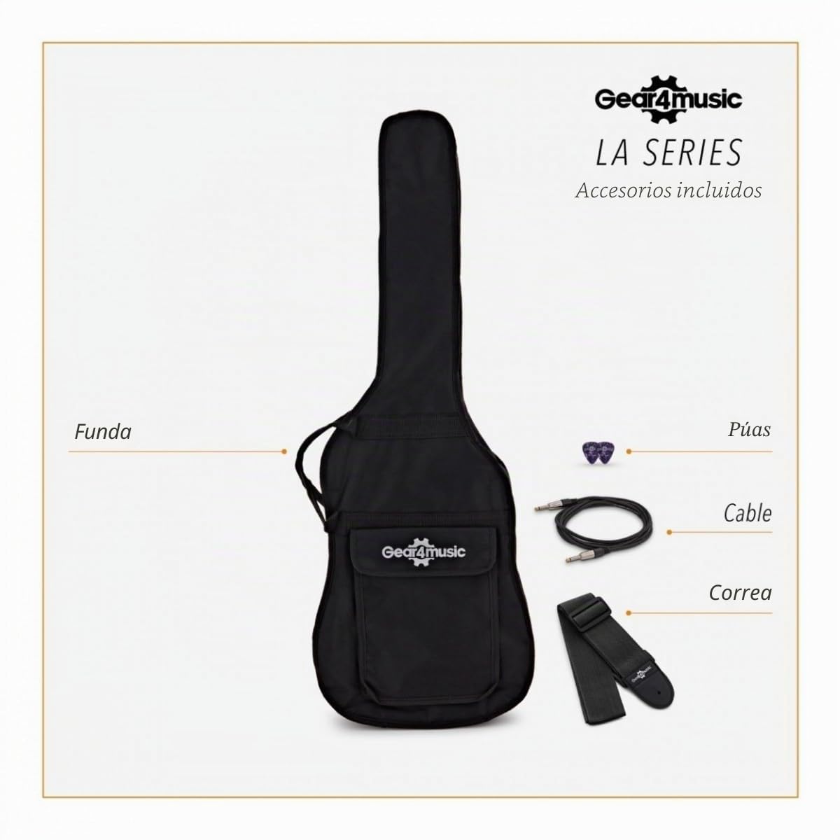 Guitarra eléctrica 3/4 LA para zurdos de Gear4music Sunburst con Amplificador de 10W