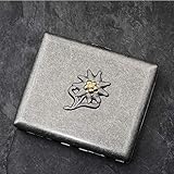 Farbe: antikes Silber XIAOXIA Outdoor Deutsch Deutsch Edelweiss Antike Silber Rändelgestrick Messing Metall Zigarettenetui