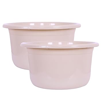 Heart Home Bath Tub For Baby | Versatile Utility Gaint |Clothes Washing Tub For Bathroom | Feeding Pan | 25 LTR | Pack of 2 | Beige