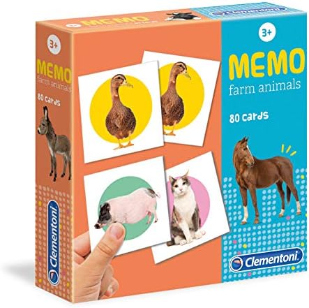 Clementoni – 18076 – Memo Games – Farm Animals, gioco di memoria e associazione, gioco educativo bambini 3 anni, gioco da tavolo per bambini – Made in Italy
