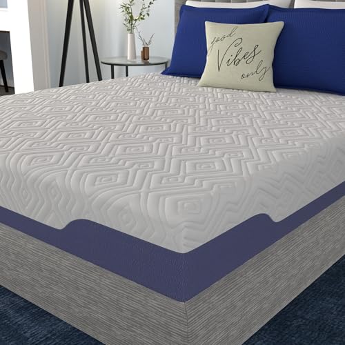 Image of Vibe Supreme Cooling Hybrid Mattress, Innerspring and Gel Memory Foam Mattress, Fiberglass Free, 10-Inch Bed in a Box, Queen