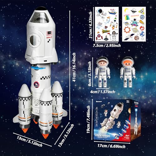 Fusée Spatiale Enfants 5 En 1 - Projecteur Astronomie - 3-9 Ans STEM